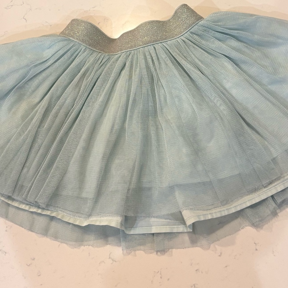 GapKids Pale Blue Tulle Tutu Skirt Silver Glitter Waistband XS